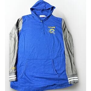 Mitchell & Ness LA Rams Shirt Mens Large Blue Thin Hooded Long Sleeve NFL